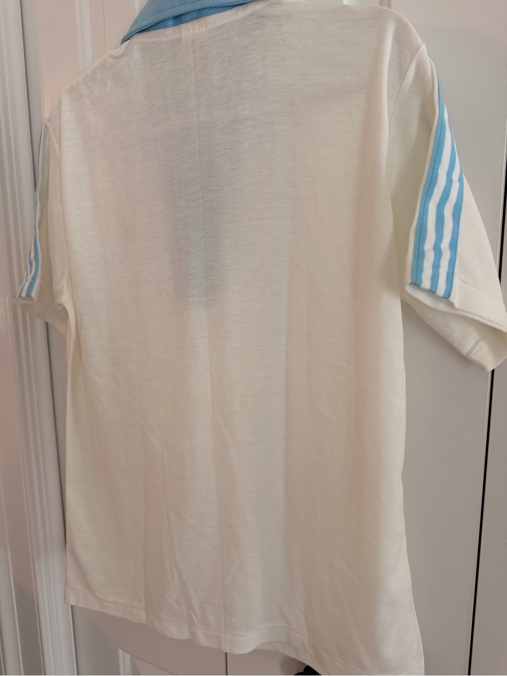 Men's Vintage Mickie Polo Shirt in Light Blue and Cream - Vintage Style - Picture 10 of 12